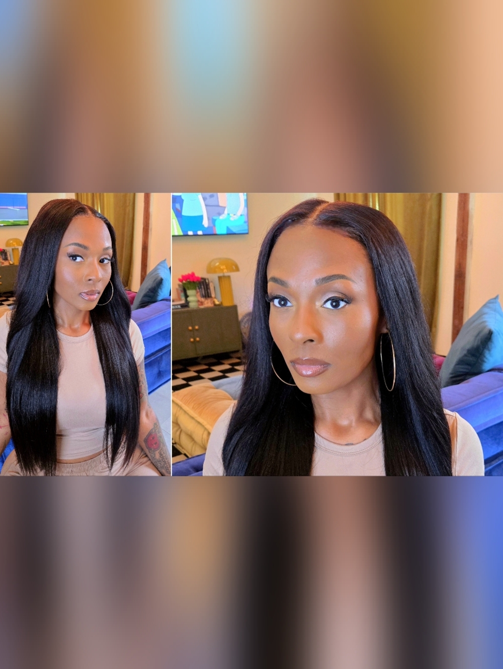 Yaki Straight 7x5 Lace Front Drawstring Wig